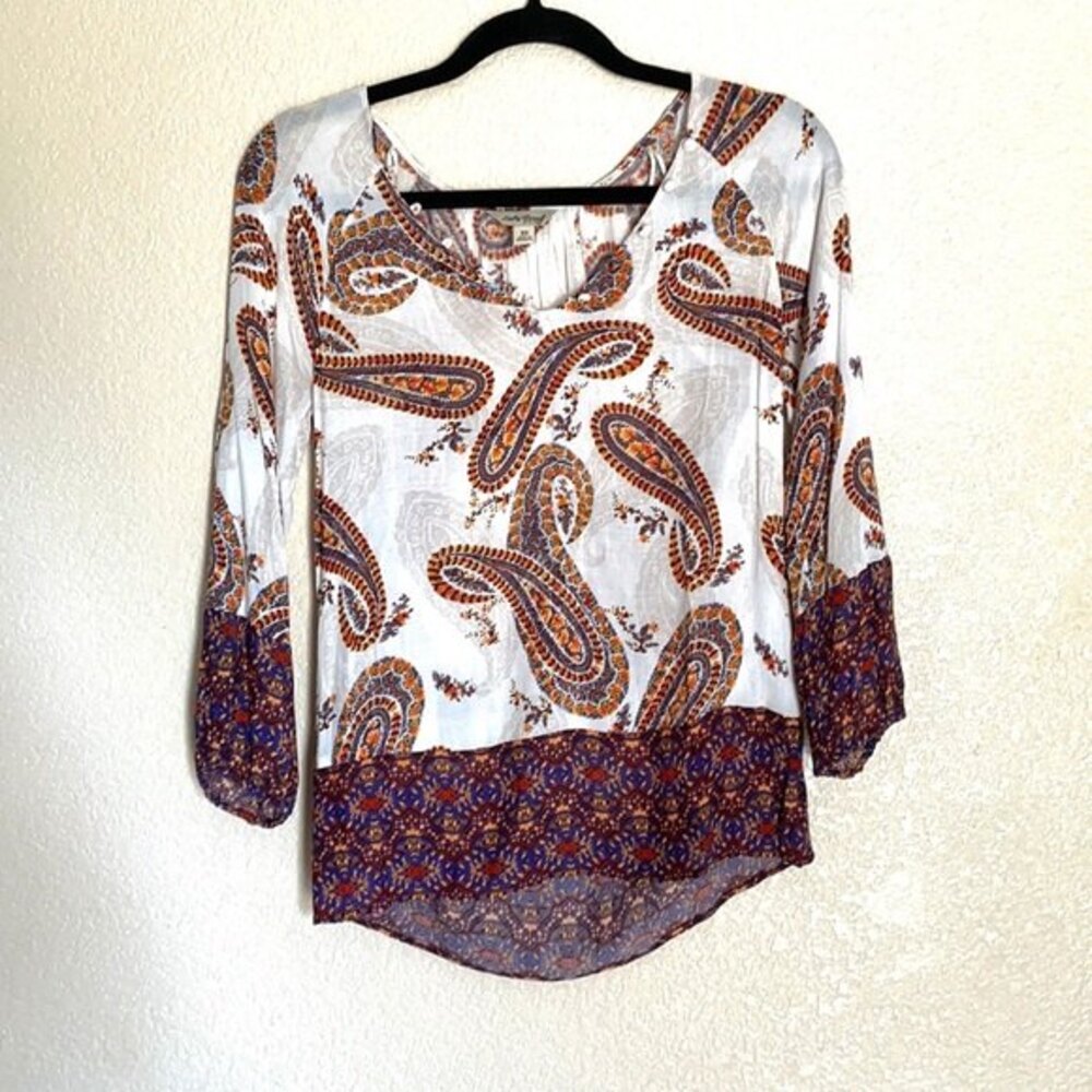 Lucky Brand Boho Hippie Top Shirt Blouse XS fall colors